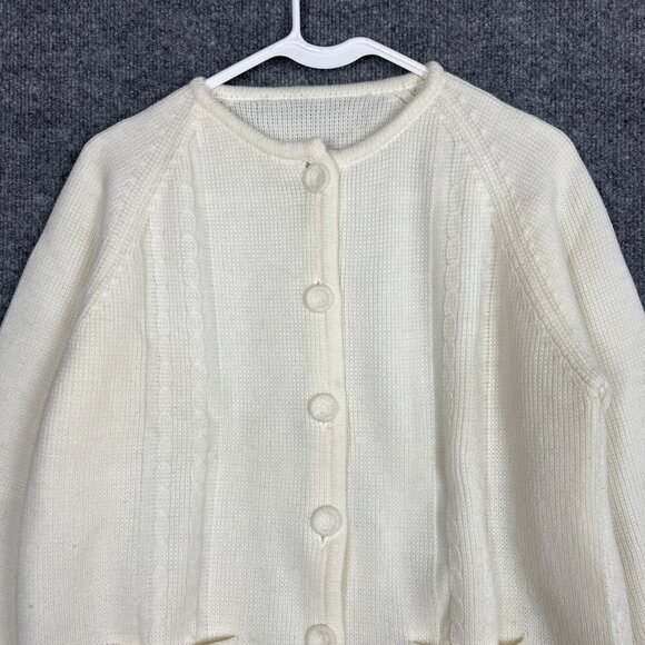 VTG 1950’S Angelon By Darlene White Cardigan Button Sweater Small/XS - Picture 3 of 6